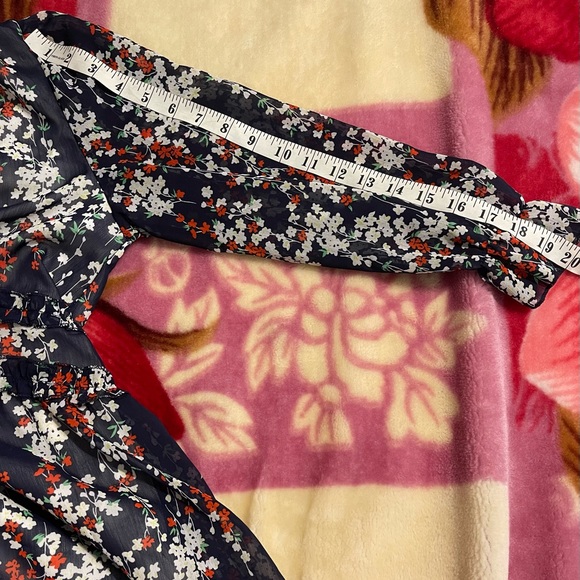 Welity Puff Sleeve V-Neck Ruffle Layer Swing Midi Dress for Women, Navy Blue | S - Picture 6 of 10